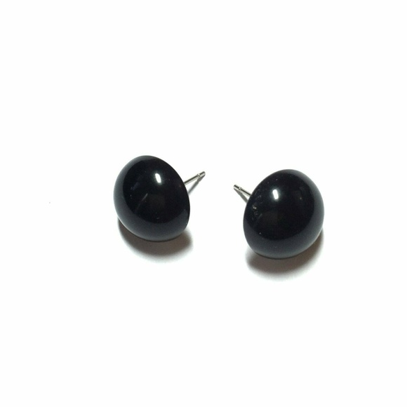 Vintage Lucite Domed Retro Button Stud Earrings - Picture 1 of 5